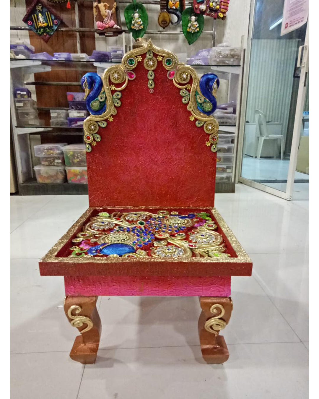 Riddhi Siddhi Art Creations - Gold Traditional Chowki